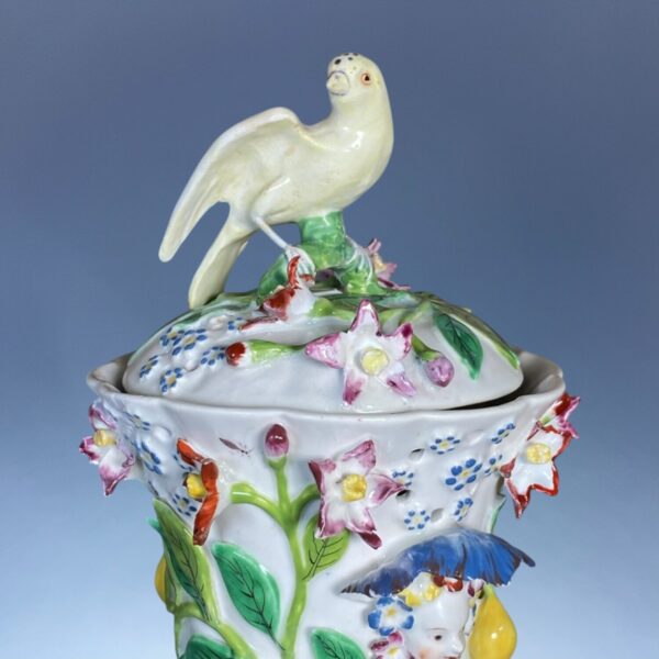 C18th Garniture of Bow Porcelain 'Frill' Vases & Covers. - Image 13