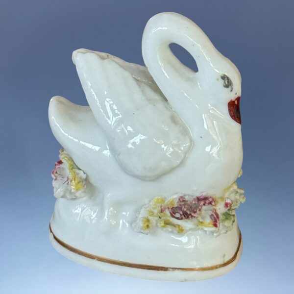 Staffordshire Porcelain Miniature Swan, c1840. - Image 3