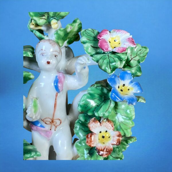 C18th Bow Porcelain Figure of a Putto in a Floral Arbour - Image 6