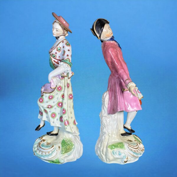 Very Large Pair of Derby Porcelain Figures of Dancers. - Image 13