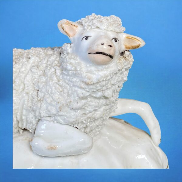 Staffordshire Porcelain Recumbent Ewe - Image 5