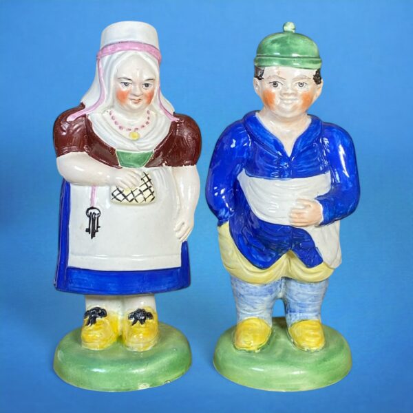 Pair of Early Staffordshire Figures, Landlord & Landlady