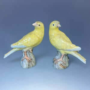 Pair of Meissen Porcelain Canaries, c1850