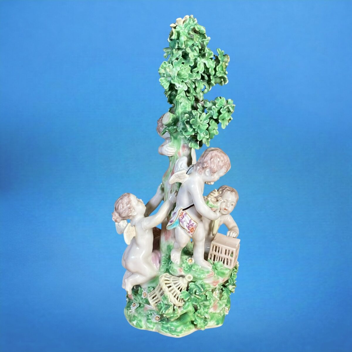 Chelsea Derby Group of Winged Cherubs Catching Birds.
