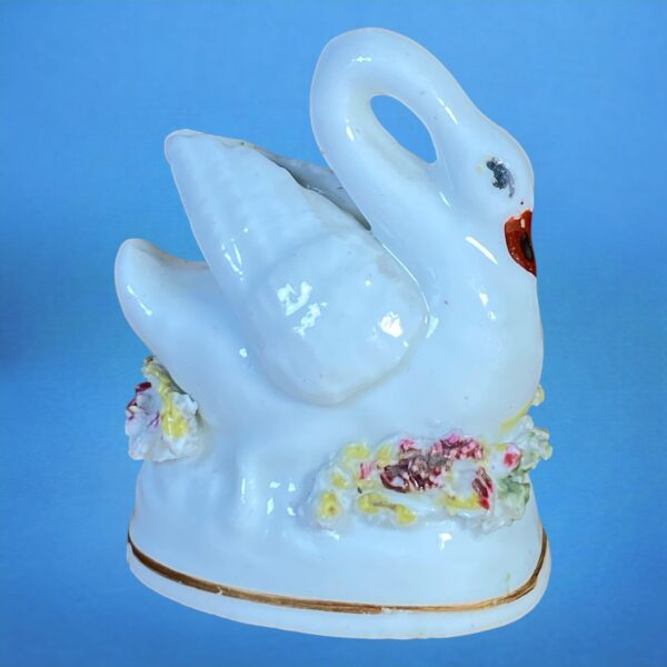 Staffordshire Porcelain Miniature Swan, c1840.