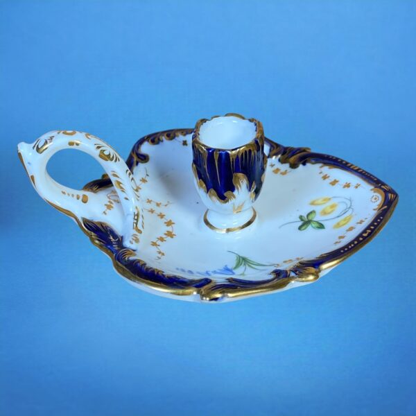 English Porcelain Leaf Shaped Miniature Chamberstick. - Image 4