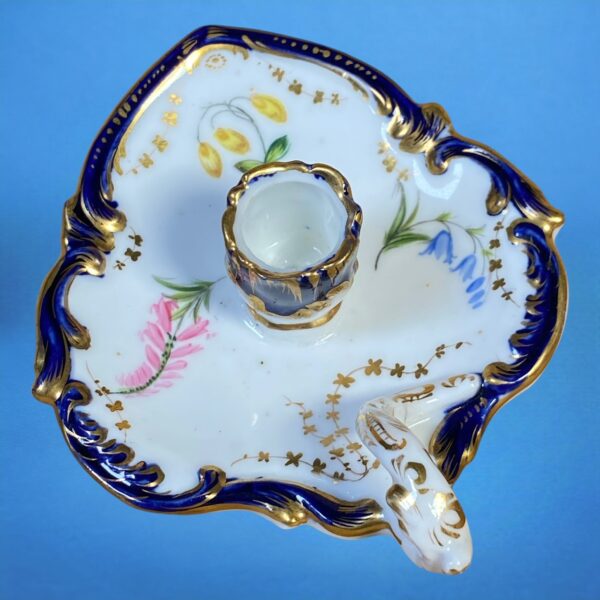 English Porcelain Leaf Shaped Miniature Chamberstick. - Image 2