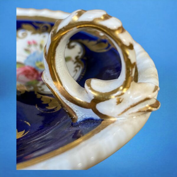 English Porcelain Blue Ground Miniature Chamberstick, c1830 - Image 7