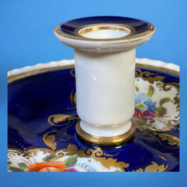 English Porcelain Blue Ground Miniature Chamberstick, c1830 - Image 6