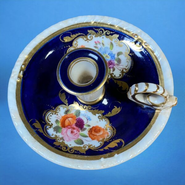 English Porcelain Blue Ground Miniature Chamberstick, c1830 - Image 5