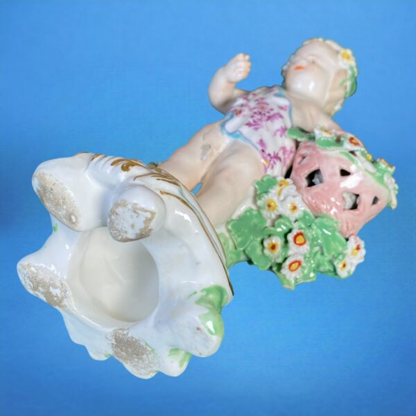 (Clearance) Chelsea-Derby Figure of a Putto With Basket of Flowers. - Image 2