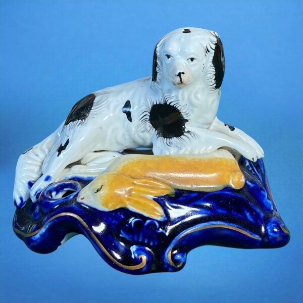 Victorian Staffordshire Dog & Hare Pen Holder Group - Image 6