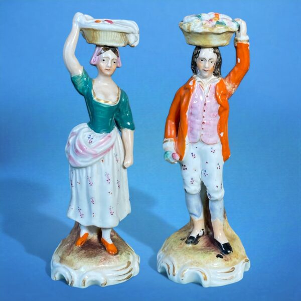 Pair of Miniature Staffordshire Figures - Fruit Vendors.