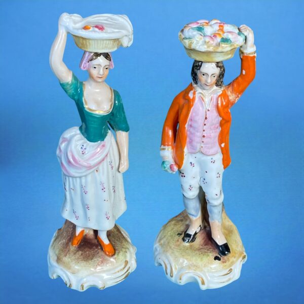 Pair of Miniature Staffordshire Figures - Fruit Vendors. - Image 8