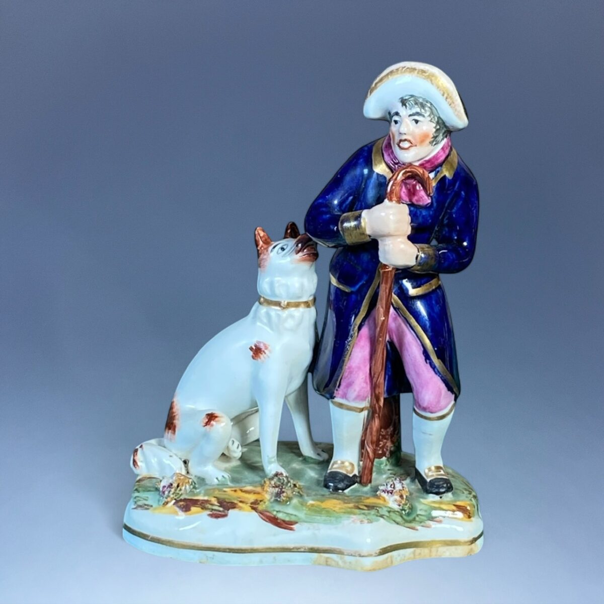 Staffordshire Figure of a Shepherd With His Dog.