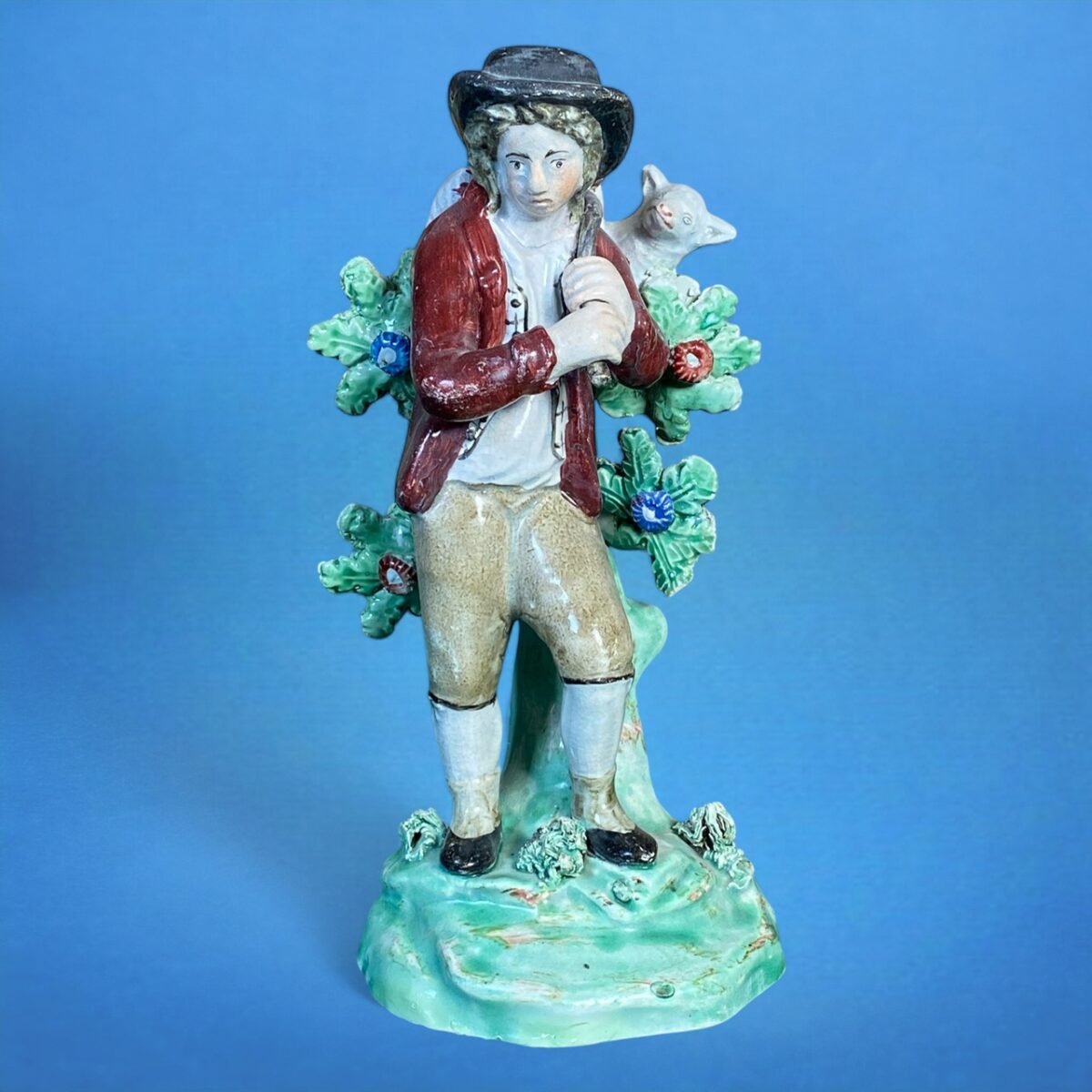 (Clearance)  Staffordshire Figure of a Shepherd Carrying a Sheep