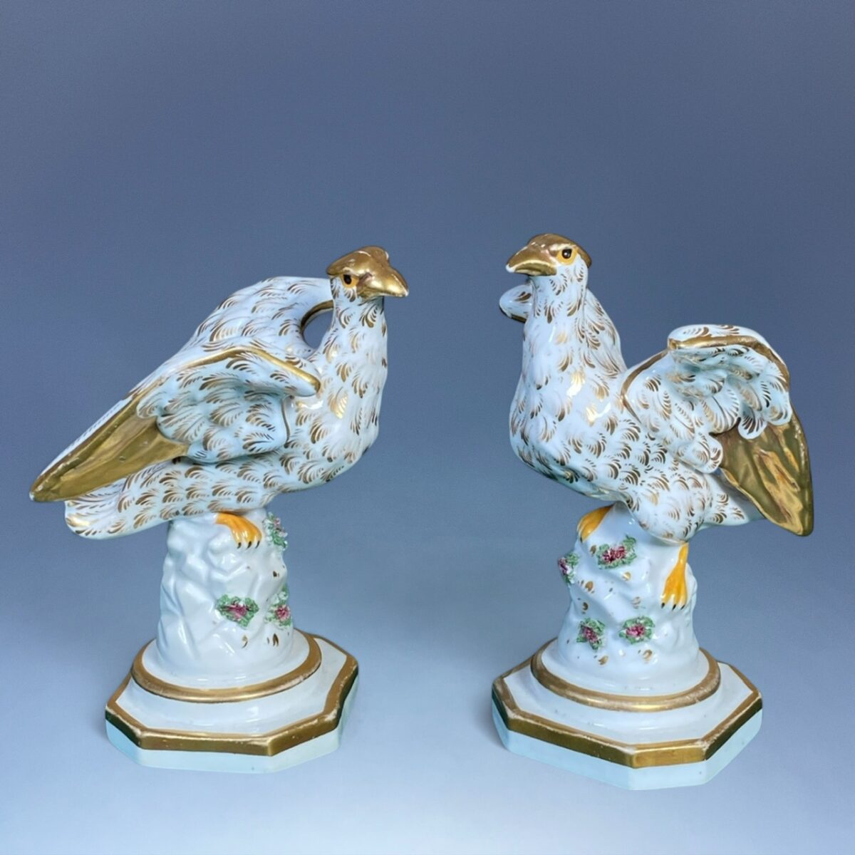 Pair of Antique Staffordshire Porcelain Eagles