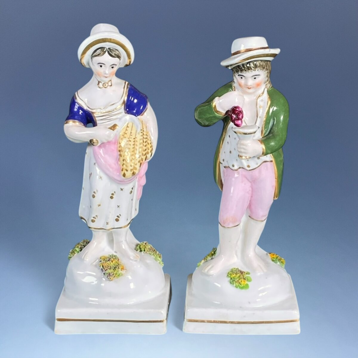 Pair of Staffordshire Porcelain Figures of Summer & Autumn.