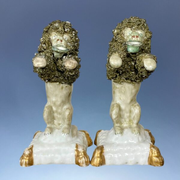 Pair of Staffordshire Minature Begging Poodles. - Image 3