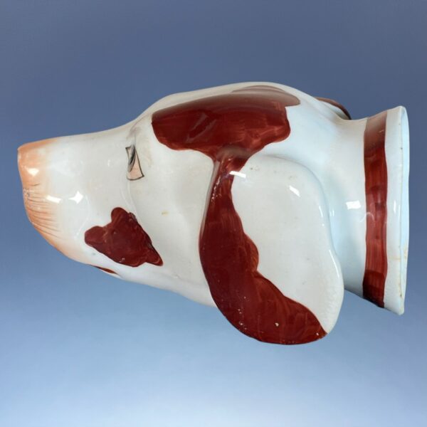 Antique Staffordshire Porcelain Hound Head Stirrup Cup. - Image 8