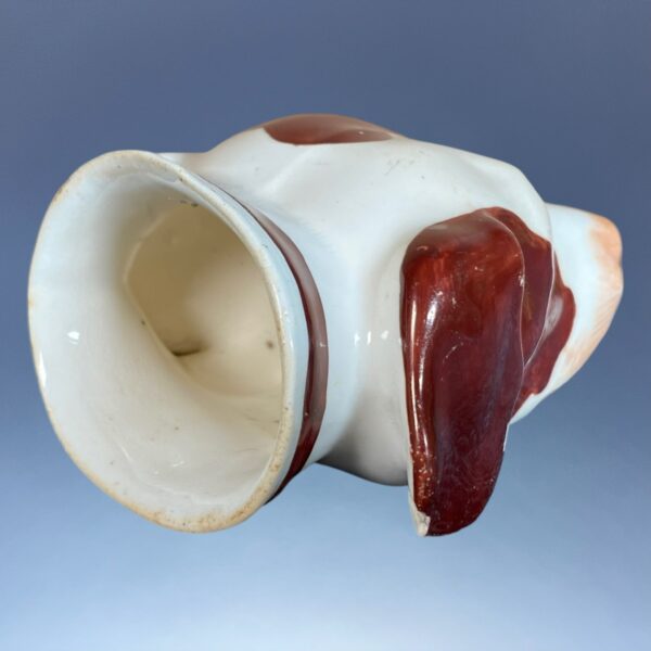 Antique Staffordshire Porcelain Hound Head Stirrup Cup. - Image 10