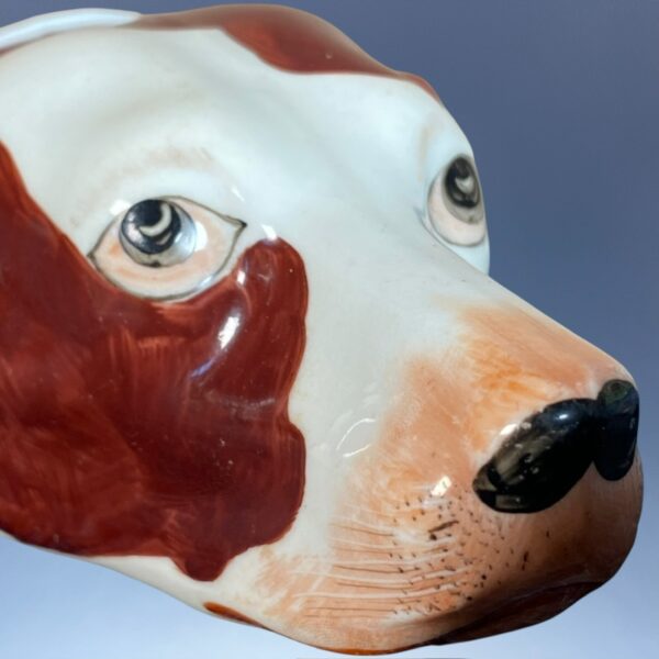 Antique Staffordshire Porcelain Hound Head Stirrup Cup. - Image 12