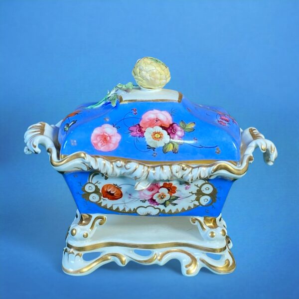 (Clearance) C19th English Porcelain Inkstand & Cover.