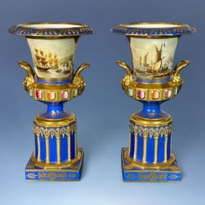 Pair of Minton Porcelain Vases with Shipping Scenes