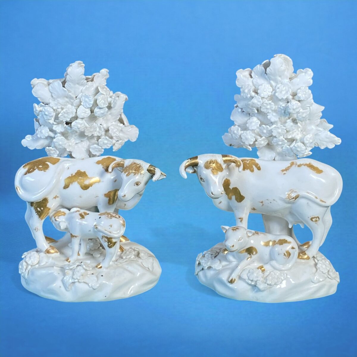 Pair of Derby Cow & Calf Groups, c1830