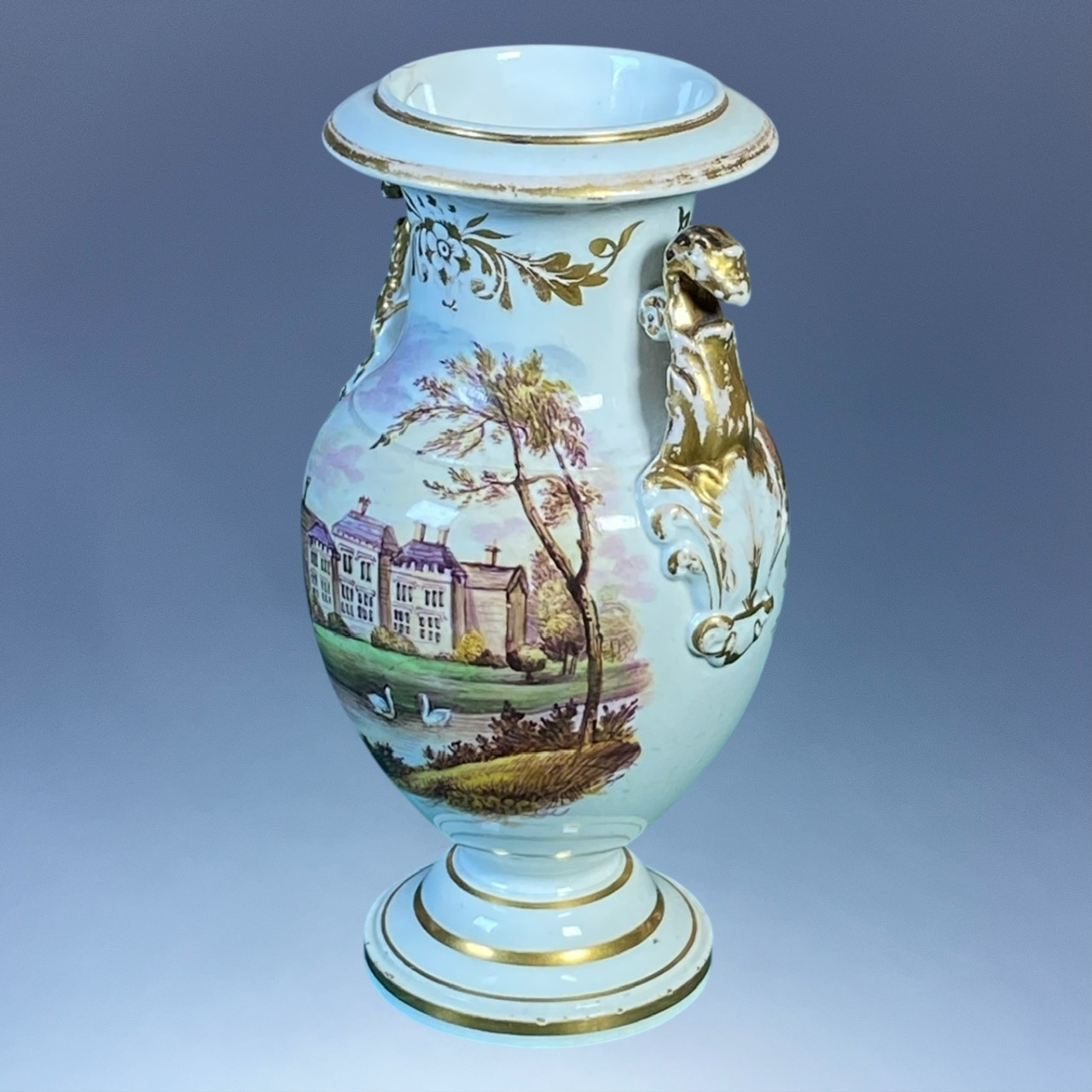 (Clearance) English Pottery vase With Country House Scenes. - Image 7
