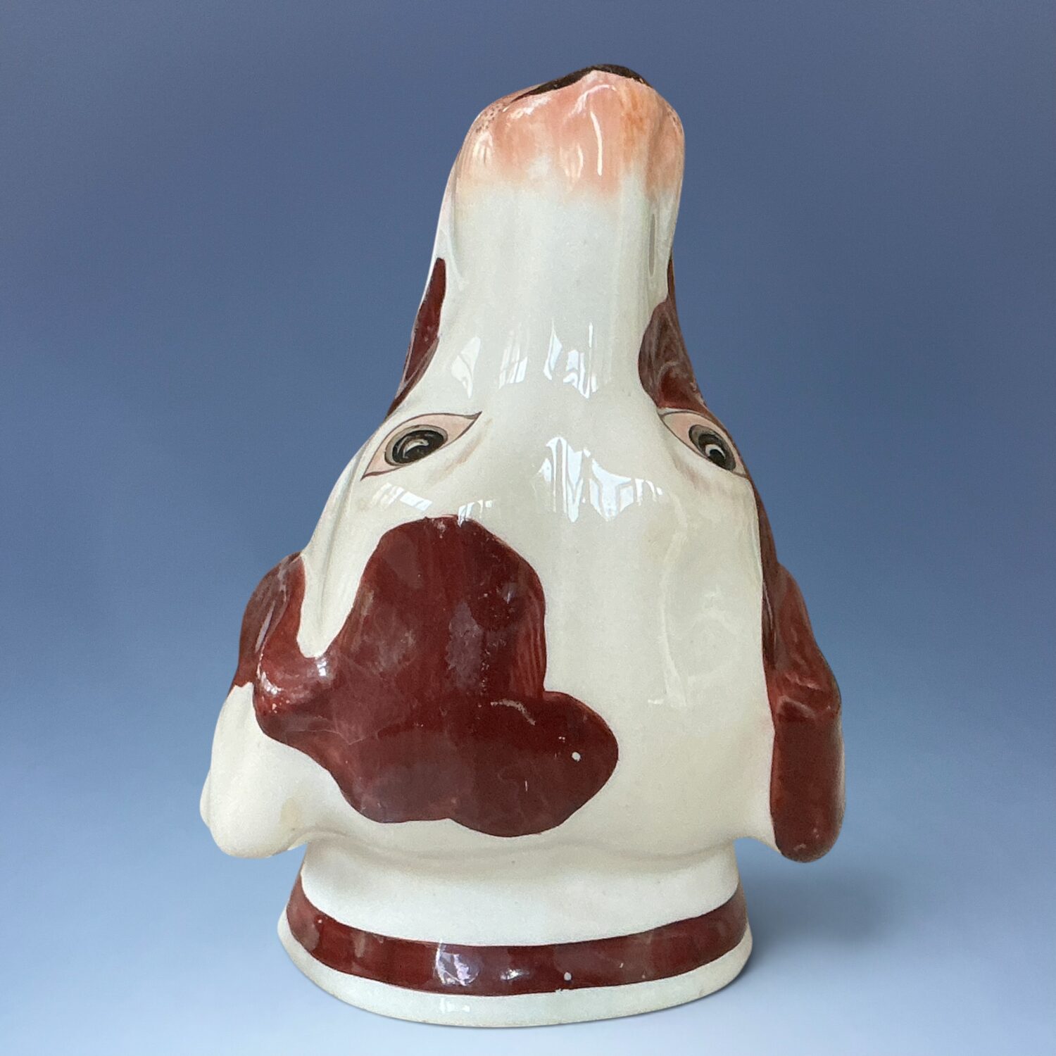 Antique Staffordshire Porcelain Hound Head Stirrup Cup. - Image 2