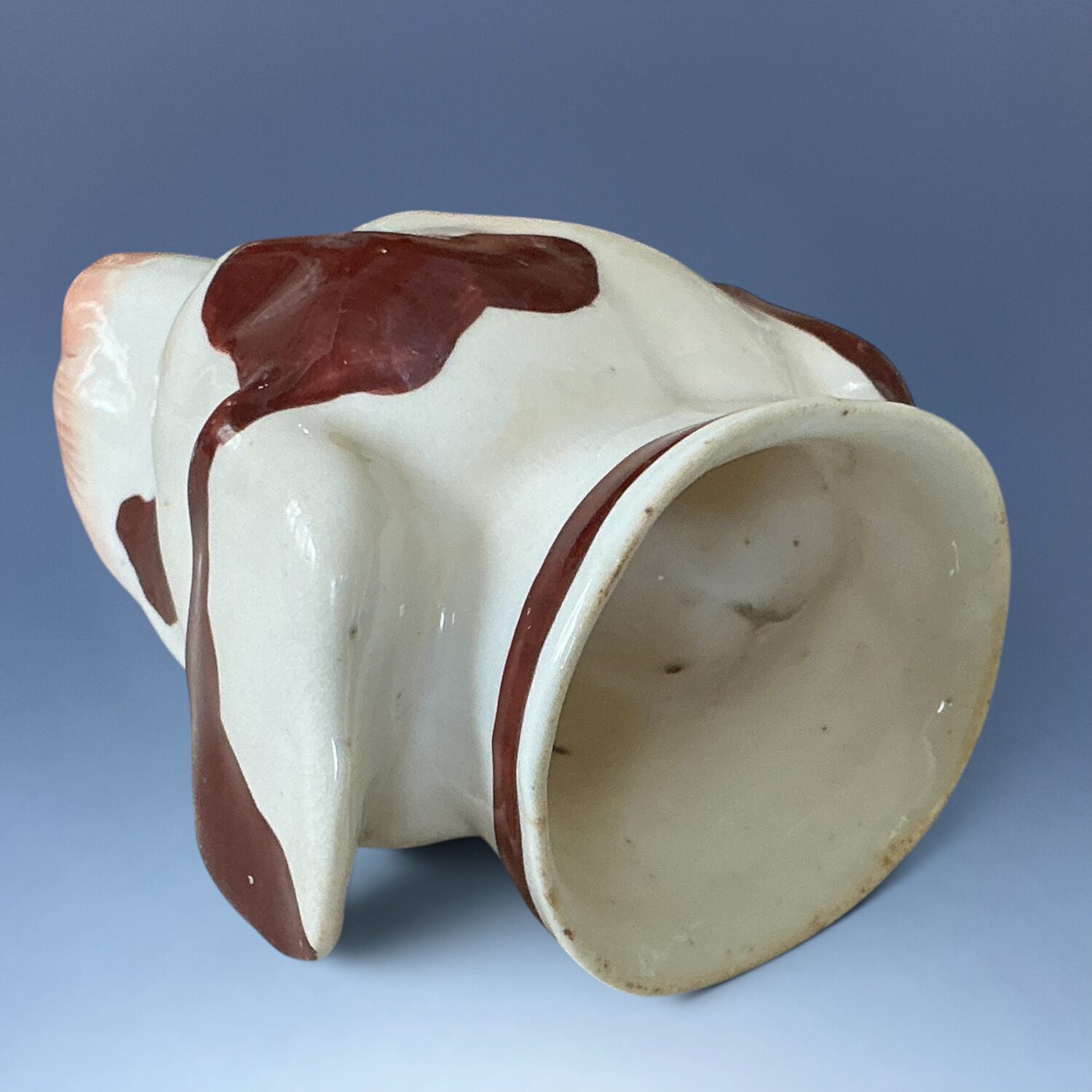 Antique Staffordshire Porcelain Hound Head Stirrup Cup. - Image 4
