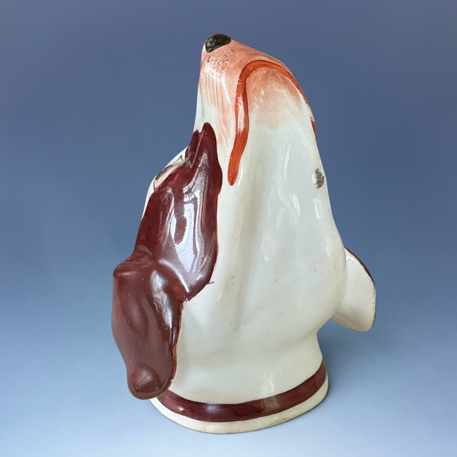 Antique Staffordshire Porcelain Hound Head Stirrup Cup. - Image 5