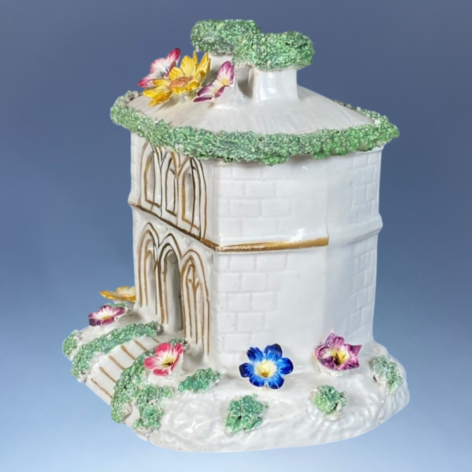 C19th Staffordshire Porcelain Pastille Burner House - Image 6