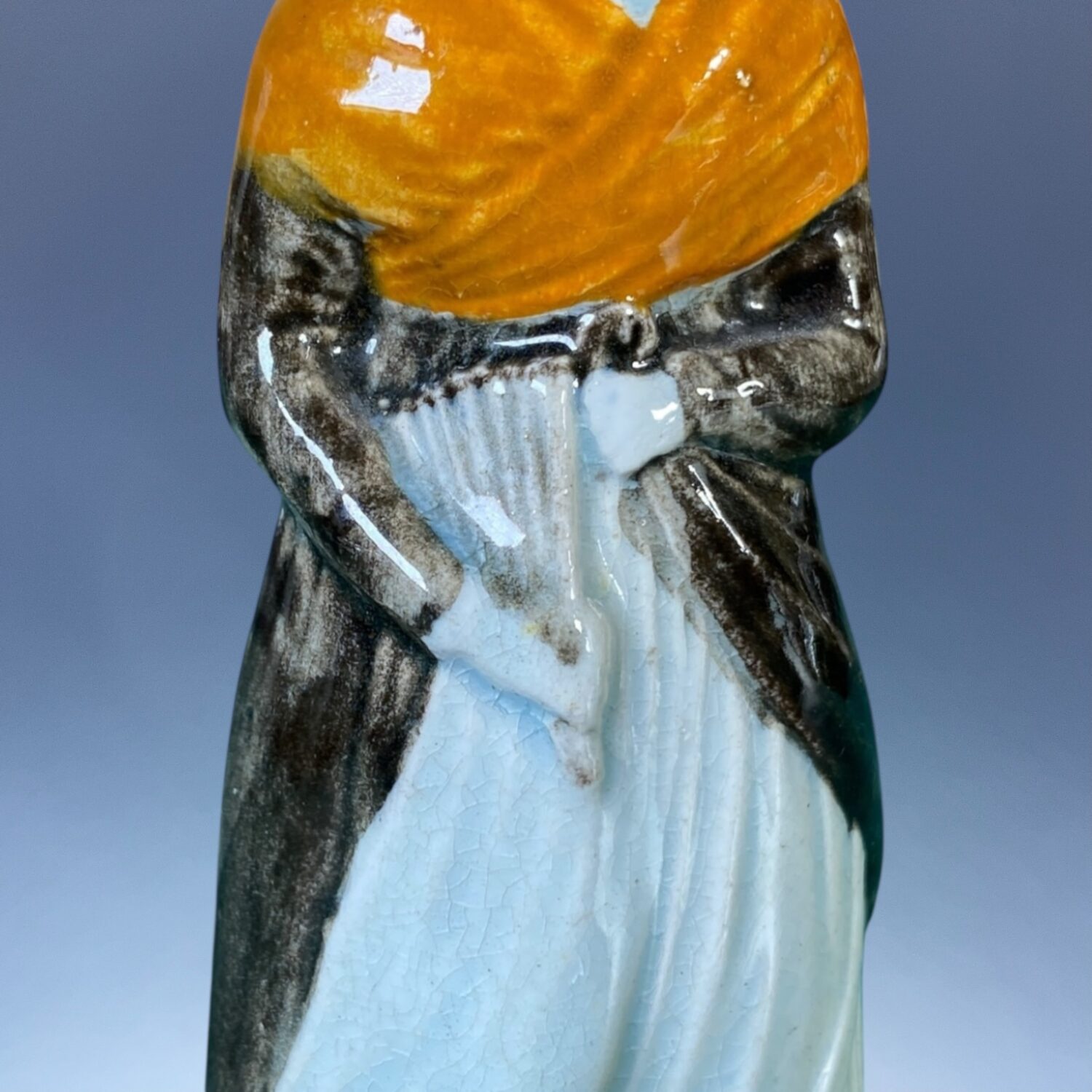 C18th Staffordshire Pottery Figure of a Woman Holding a Fan. - Image 6