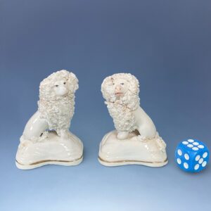 Pair of C19th Staffordshire Porcelain Miniature Poodles.