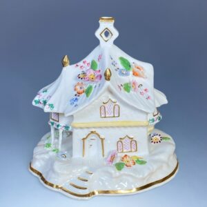 C19th Staffordshire Porcelain Cottage Orné Pastille Burner.