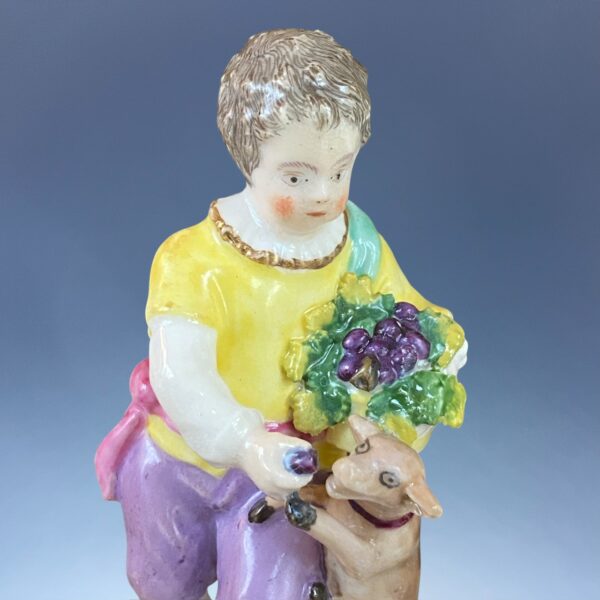 C19th Staffordshire Porcelain Small Figure - Boy with Dog. - Image 2