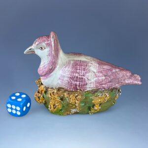 Staffordshire Pottery Miniature Pigeon on Nest