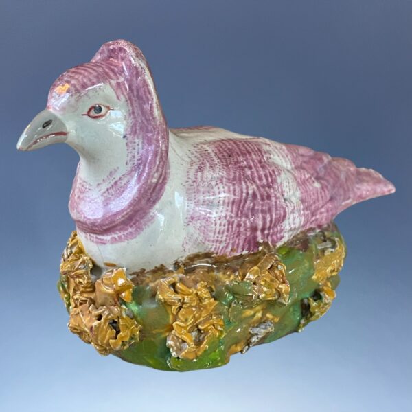 Staffordshire Pottery Miniature Pigeon on Nest - Image 4