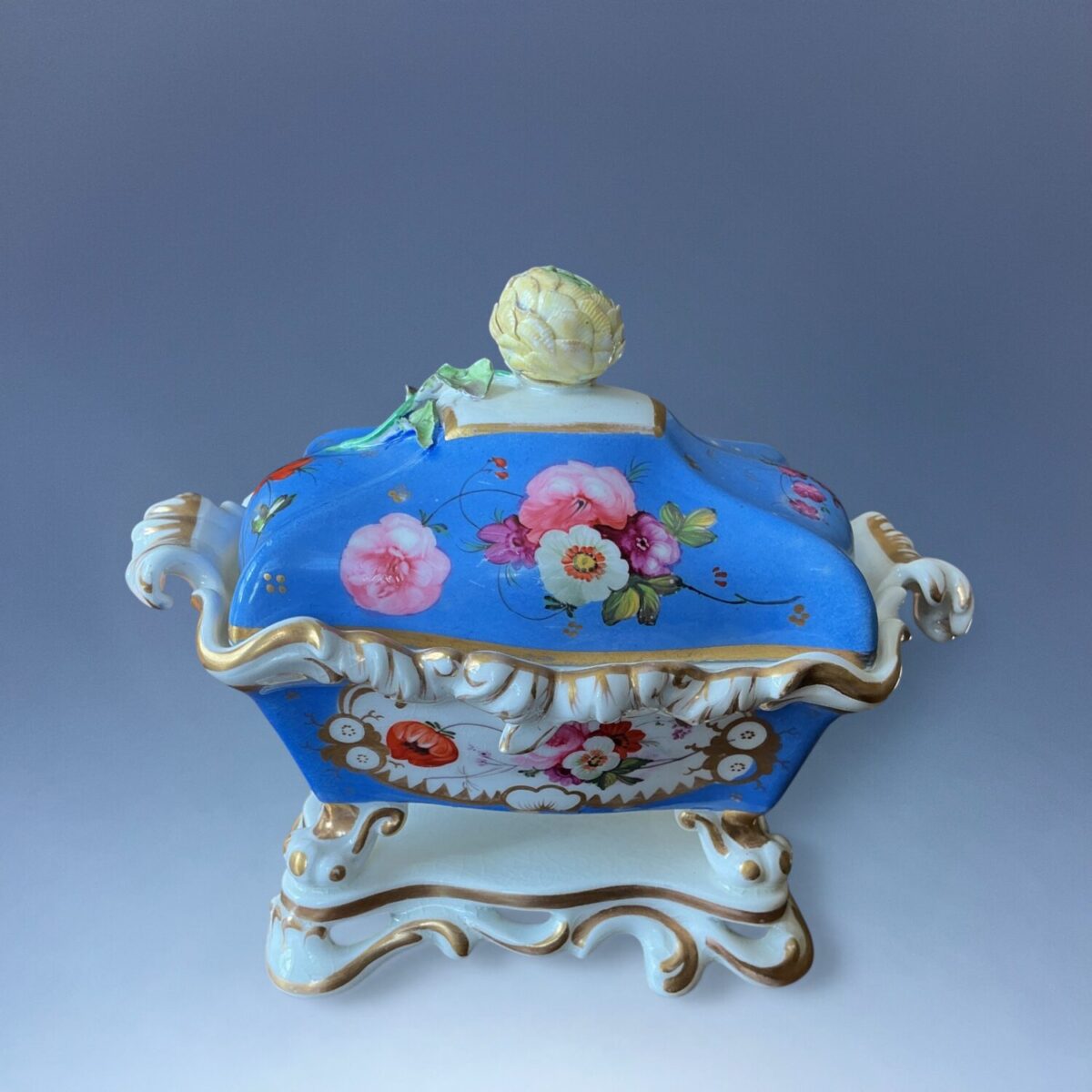 (Clearance) C19th English Porcelain Inkstand & Cover.