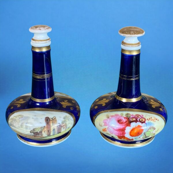 (Clearance) TWO - C19th English Porcelain Perfume Bottles.