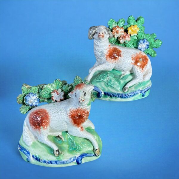 (Clearance) Pair of Staffordshire Pottery Sheep.