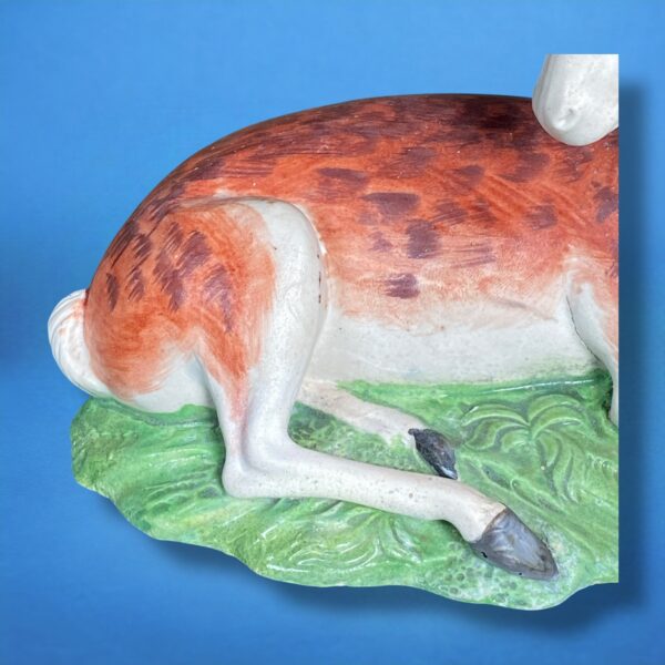 Pair of Staffordshire Recumbent Deer - Image 3