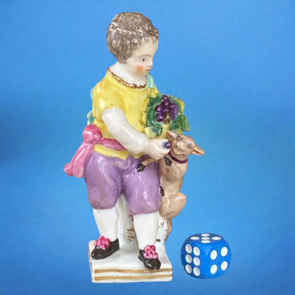 C19th English Porcelain Small Figure - Boy with Dog.