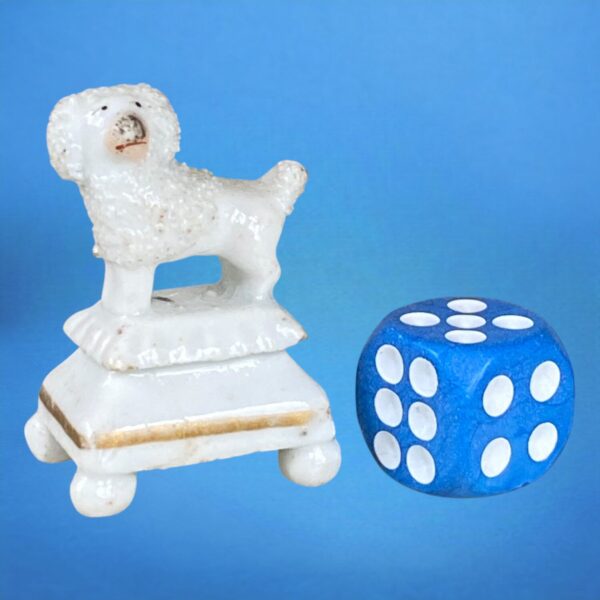 Staffordshire Porcelain Toy Poodle on Plinth Base