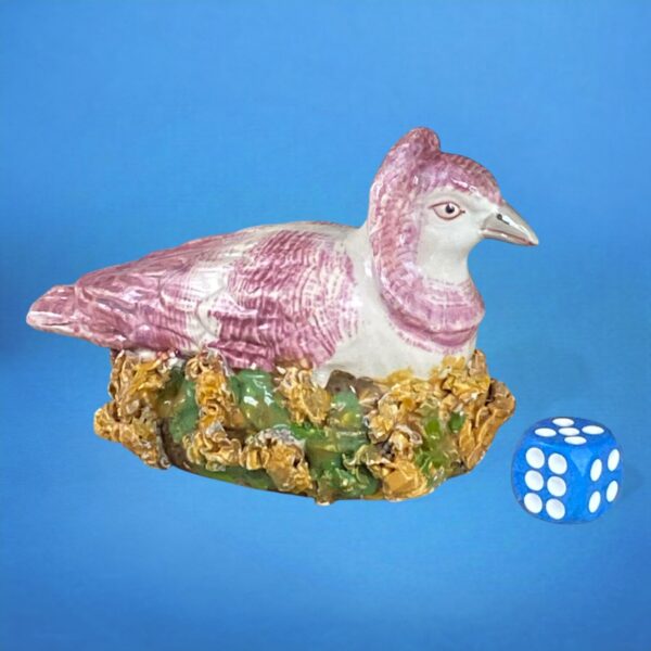 Staffordshire Pottery Miniature Pigeon on Nest