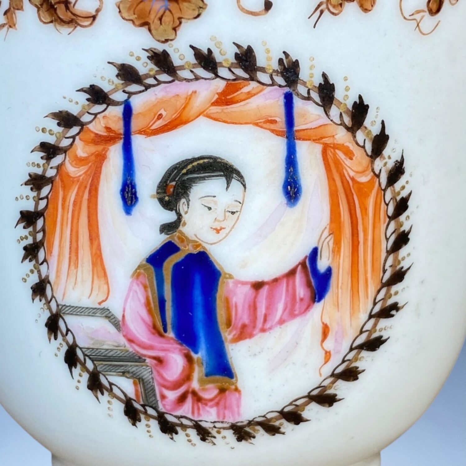 (Clearance) Chinese Export Porcelain Coffee Cup - Girl at Window - Image 3