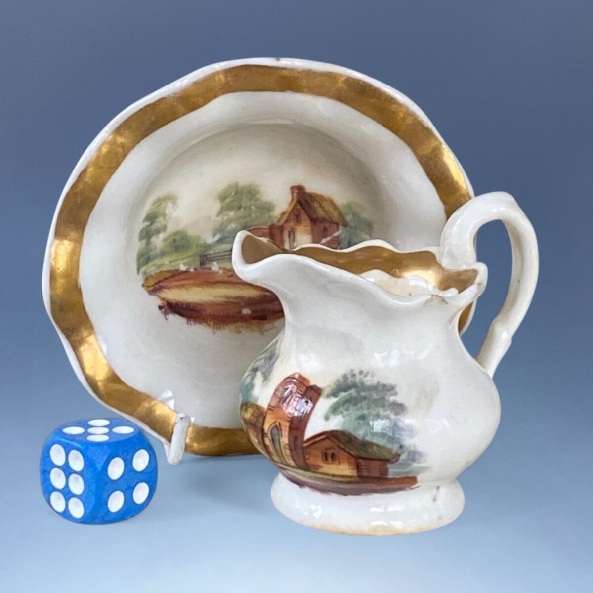 (Clearance) Antique English Porcelain ‘Toy’ Jug & Bowl.