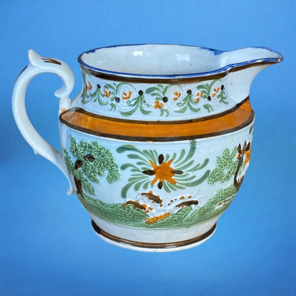 Early Staffordshire Pottery Jug with Fox Hunting Scene - Image 5